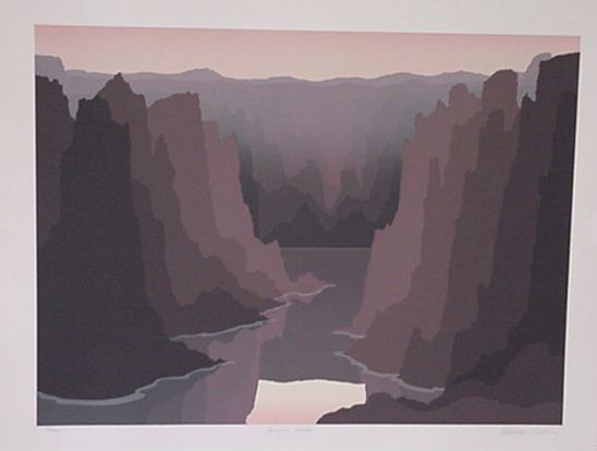 Robert Wilson "Canyon" Western Art: ARTIST: Robert Wilson TITLE: Canyon Lake MEDIUM: Serigraph SIGNED: Pencil Signed - Bottom Right NUMBERED: 58/300 - bottom left DIMENSIONS: 25 1/2 X 32 in. CONDITION: Excellent Condition