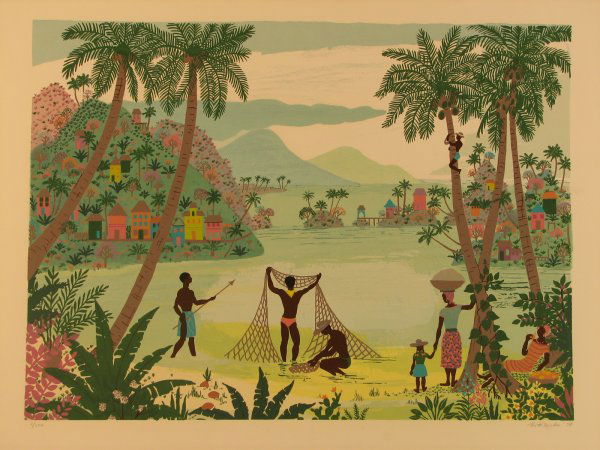 Jack Hofflander Lithograph Pencil Signed & Number: ARTIST - Jack Hofflander TITLE - Fishing Nets DATE - 1979 MEDIUM - Lithograph SIGNED - Pencil Signed on Bottom Right NUMBERED - Pencil Numbered from an edition of 250 piece on bottom left DIMENSIONS -