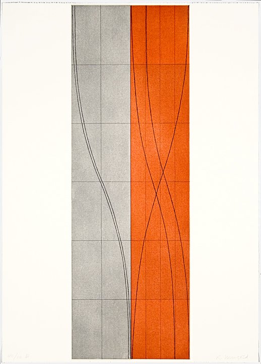 Robert Mangold Etching Aquatint Signed & Numbered: ARTIST - Robert Mangold TITLE - Double Column B