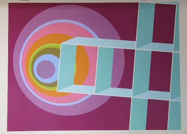 Rita Simon Lithograph Pencil Signed & Numbered Bi: ARTIST - Rita Simon TITLE - Untitled DATE - 1978 MEDIUM - Serigraph SIGNED - Pencil Signed on Lower Right NUMBERED - Numbered in Pencil from an edition 300 pieces on Lower Left DIMENSIONS - 26 X 36 in