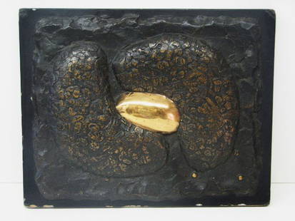 Douglas Abdell Bronze on Wood Wall Sculpture Circ: ARTIST - Douglas Abdell TITLE - Untitled DATE - 1969 MEDIUM - Bronze on Wood Wall Sculpture SIGNED - Signed on Bottom DIMENSIONS - 14 X 17 in. CONDITION - The condition of the bronze is