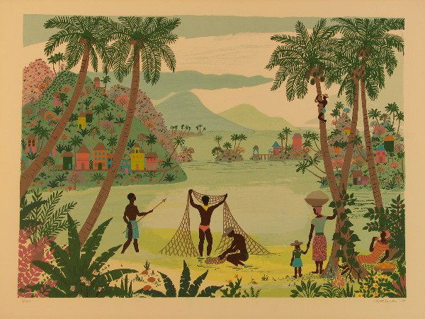 Jack Hofflander Lithograph Pencil Signed & Number: ARTIST - Jack Hofflander TITLE - Fishing Nets DATE - 1979 MEDIUM - Lithograph SIGNED - Pencil Signed on Bottom Right NUMBERED - Pencil Numbered from an edition of 250 piece on bottom left DIMENSIONS -