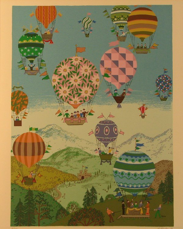 Jack Hofflander Balloons Pencil Signed & Numbered: ARTIST - Jack Hofflander TITLE - Balloon Fair DATE - 1979 MEDIUM - Lithograph SIGNED - Pencil Signed on Bottom Right NUMBERED - Pencil Numbered from an edition of 250 piece on bottom left DIMENSIONS -