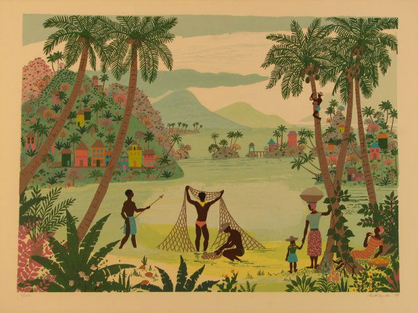 Jack Hofflander Lithograph Pencil Signed & Number: ARTIST - Jack Hofflander TITLE - Fishing Nets