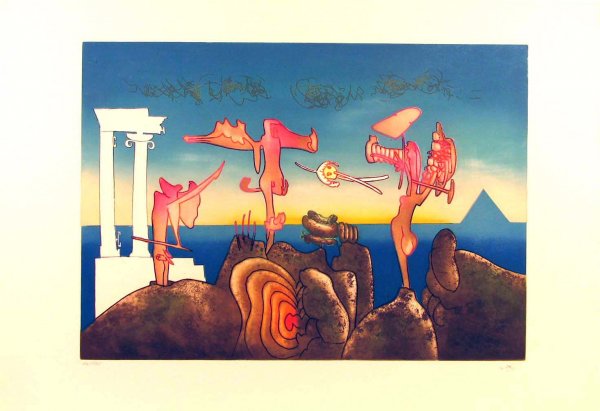 Roberto Matta Etching Aquatint Signed & Numbered: ARTIST - Roberto Matta TITLE - 5 P.M. (from the series "L'Arc Obscur Des Heures")