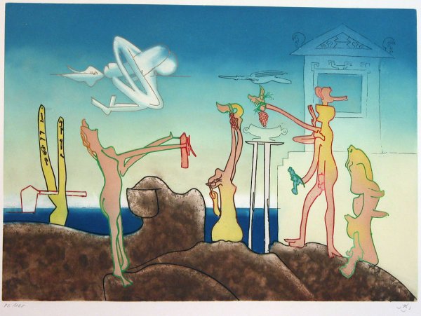 Roberto Matta Etching Aquatint Signed & Numbered: ARTIST - Roberto Matta TITLE - 12 A.M. (from the series "L'Arc Obscur Des Heures")