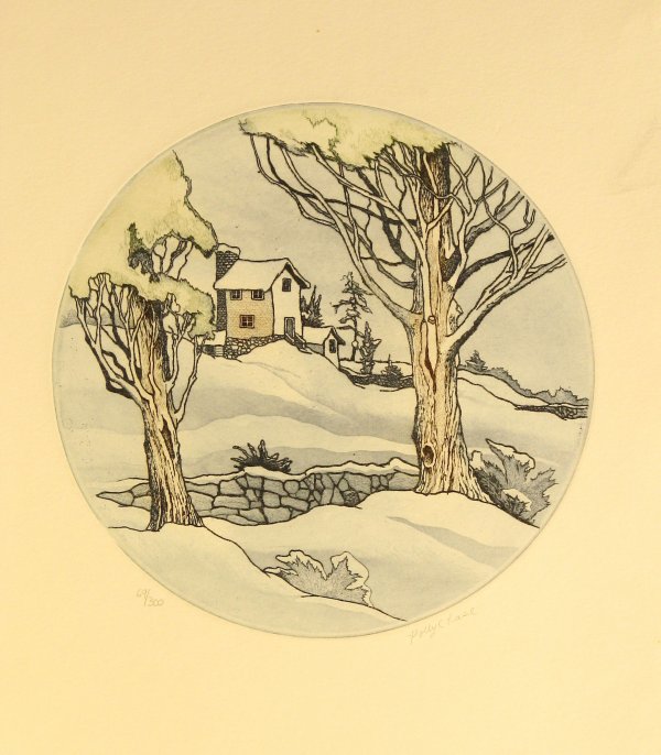 Polly Chase Etching Aquatint Snow Sceen Sign/Numb