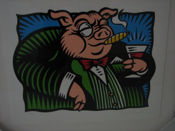 Burton Morris Silkscreen & Pencil Signed & Number: ARTIST - Burton Morris TITLE - Heard on the Street - Pig