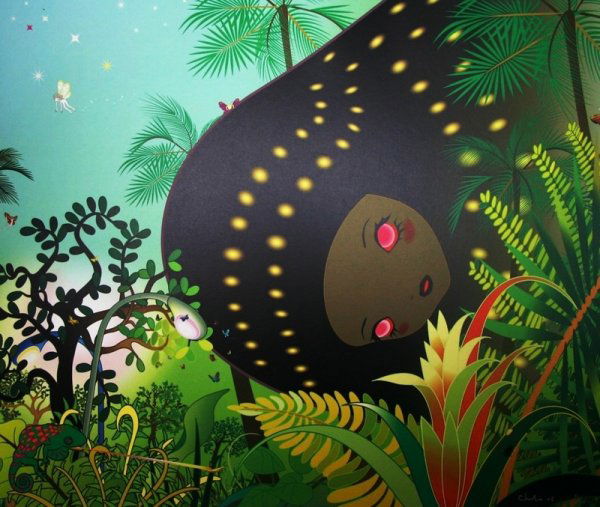 Chiho Aoshima (Murakami Studio) Lithograph Signed: ARTIST - Chiho Aoshima TITLE - Building Head - Chameleon