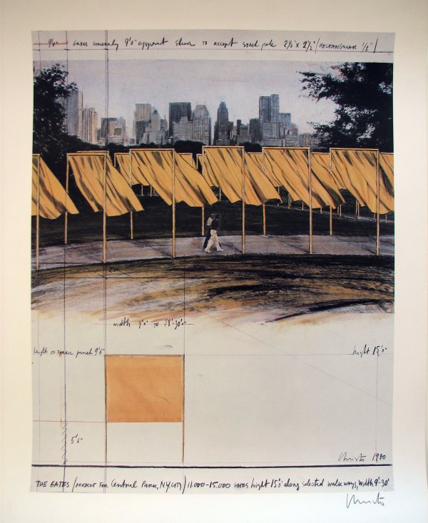 Christo Gates Central Park New York Pencil Signe: ARTIST - Christo TITLE - The Gates, Project for Central Park, New York (M198)