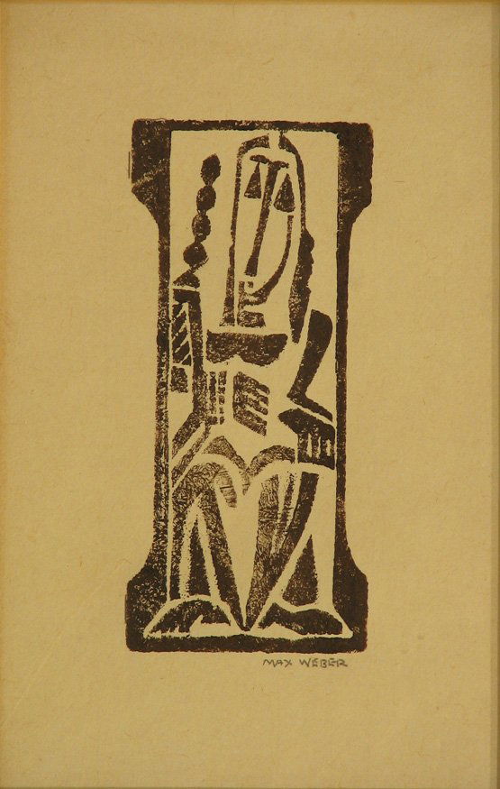Max Weber 1926 Woodcut Pencil Signed: ARTIST - Max Weber TITLE - Mediation