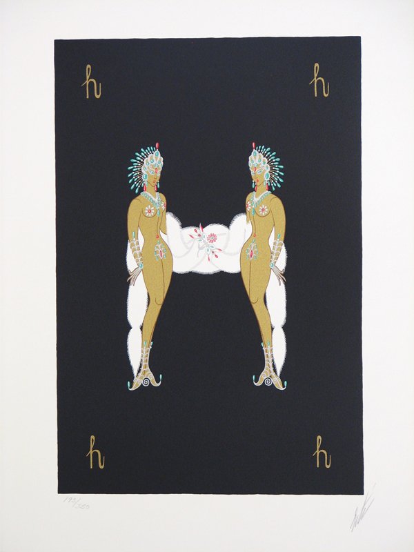 Erte Letter F Serigraph with Gold Embossing Sign/: ARTIST - Erte TITLE - Letter H
