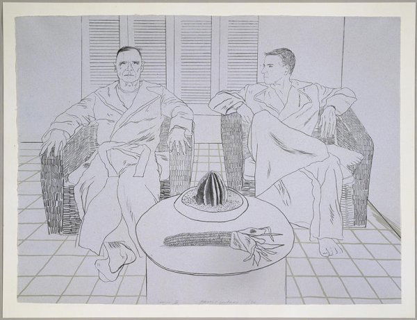 David Hockney Lithograph Pencil Signed & Numbered: ARTIST - David Hockney TITLE - Friends, Christopher Isherwood and Don Bachardy