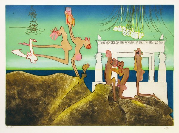 Roberto Matta Etching Aquatint Signed & Numbered: ARTIST - Roberto Matta TITLE - 10 A.M. (from the series "L'Arc Obscur Des Heures")