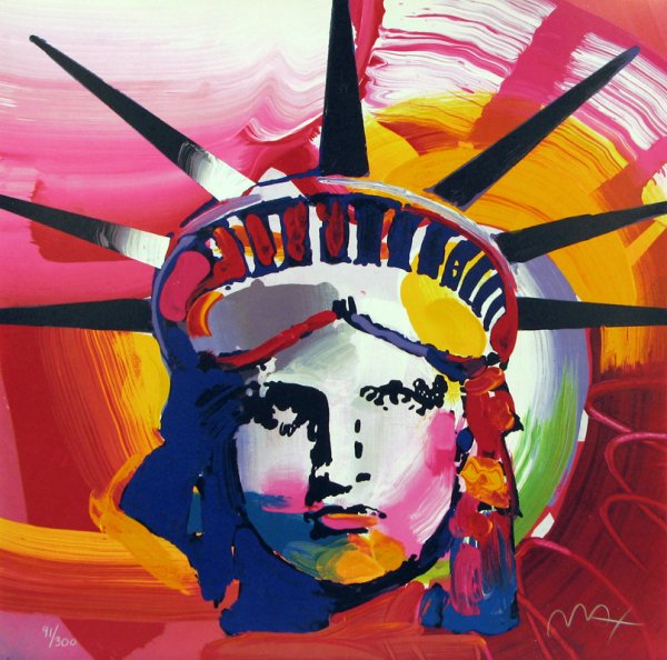 Peter Max Statue of Liberty Lithograph Signed & N: ARTIST - Peter Max TITLE - Liberty 2000 (Red)