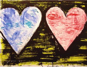 Jim Dine Heart Lithograph Pencil Signed & Numbere: ARTIST - Jim Dine TITLE - Two Hearts at Sunset