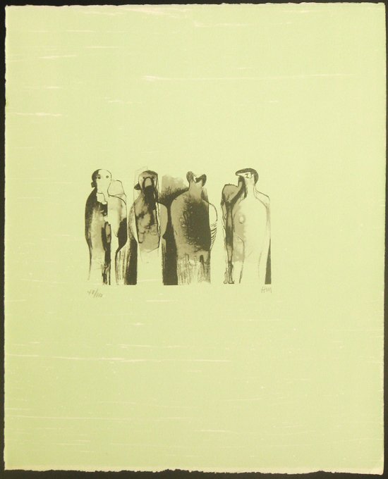Henry Moore Lithograph Pencil Signed & Numbered: ARTIST - Henry Moore TITLE - Standing Figures