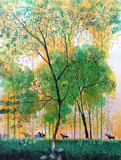 Andre Brasilier Style Horses Signed & Numbered: ARTIST: Riveria TITLE: Return Au Chateau MEDIUM: Lithograph