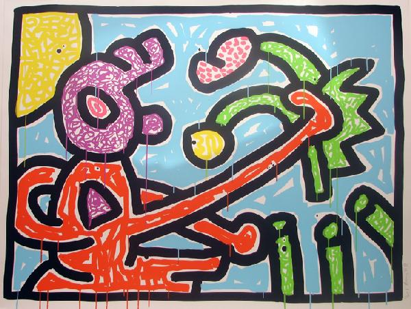 Keith Haring Silkscreen Pencil Signed & Numbered: ARTIST - Keith Haring TITLE - Flowers