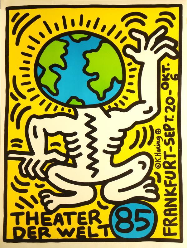 Keith Haring Lithographic Poster: ARTIST - Keith Haring TITLE - Theatre Der Welt