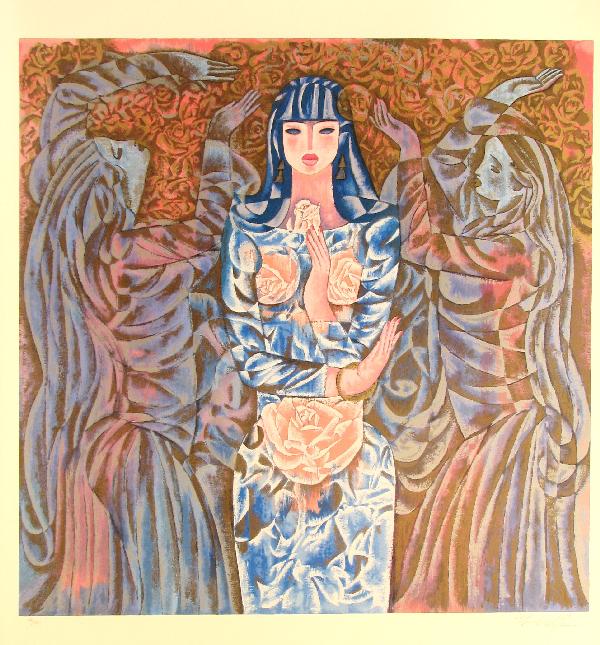 Zhou Ling Serigraph Pencil Signed & Numbered: ARTIST - Zhou Ling TITLE - Godess of Roses