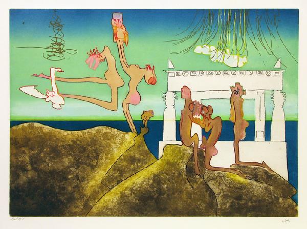 Roberto Matta Etching Aquatint Signed & Numbered: ARTIST - Roberto Matta TITLE - 10 A.M. (from the series "L'Arc Obscur Des Heures")