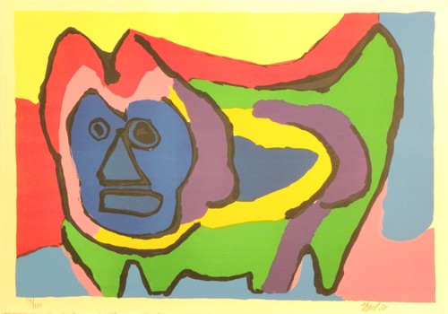 Karel Appel Serigraph Pencil Signed & Numbered: ARTIST - Karel Appel TITLE - Blue Faced Beast