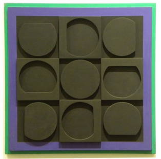 Victor Vasarely Acrylic and Wood Relief Wall Scu: ARTIST - Victor Vasarely TITLE - Eclipse Positif