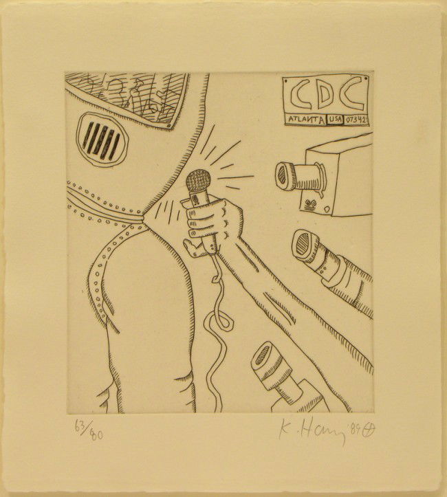 Keith Haring Etching Pencil Signed & Numbered: ARTIST - Keith Haring TITLE - Untitled (from the Valley with William S. Burroughs)