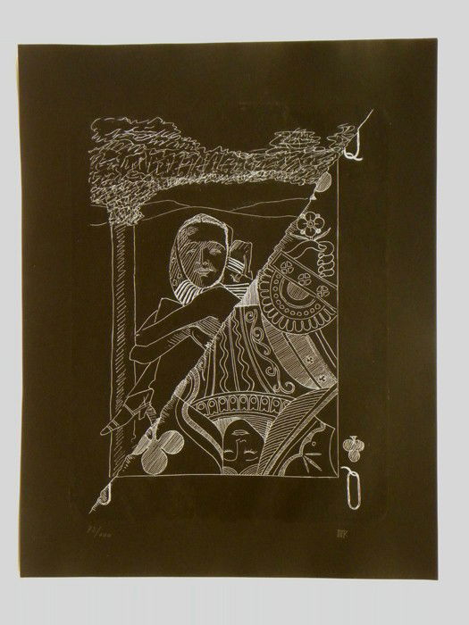 Man Ray Etching Pencil Signed & Numbered: ARTIST - Man Ray TITLE - Queen of Clubs