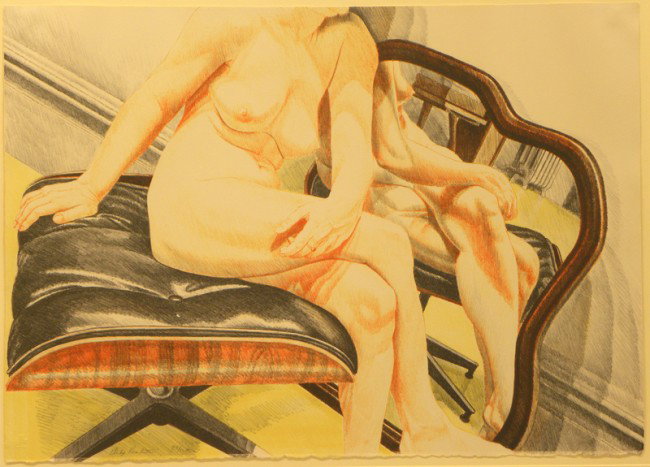 Philip Pearlstein Lithograph Pencil Signed & Numb: ARTIST - Philip Pearlstein TITLE - Nude on Ottoman