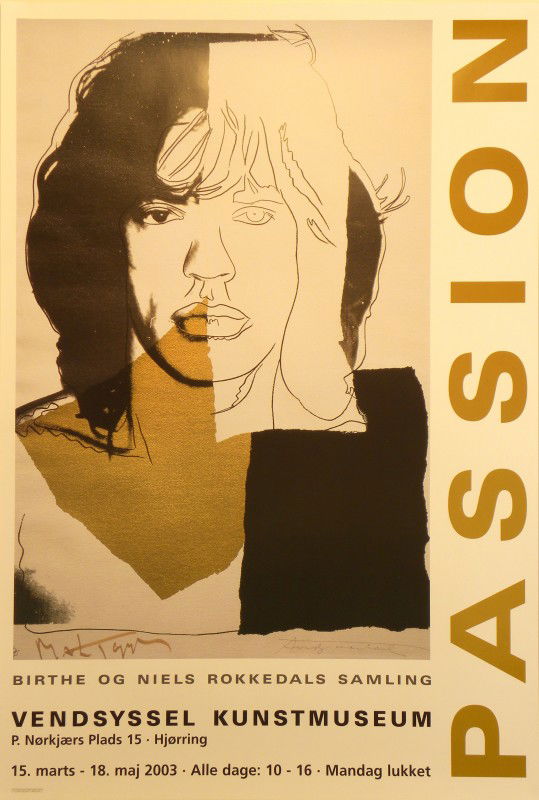 Andy Warhol Mick Jagger Lithographic Poster: ARTIST - Andy Warhol TITLE - Mick Jagger, 1975 for the Vendsyssel Kunstmuseum