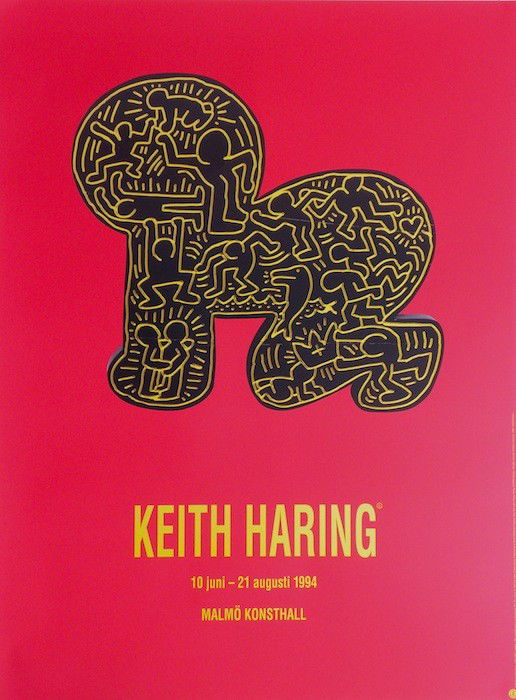 Keith Haring Lithographic Poster: ARTIST - Keith Haring TITLE - KEITH HARING 10 juni-21 augusti 1994 Malmo Konsthall
