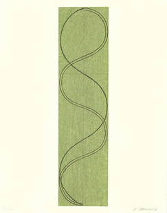 Robert Mangold Woodcut Signed & Numbered: ARTIST - Robert Mangold TITLE - Green Column