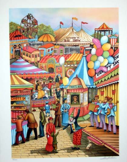 Ari Gradus Israeli Artist Pencil Signed & Numbered: ARTIST: Ari Gradus TITLE: At the Fair MEDIUM: Lithograph SIGNED: Pencil Signed - lower right NUMBERED:8/300 DIMENSIONS:29 1/2 X 22 in. CONDITION:Excellent Condition ADDITIONAL COMMENTS: