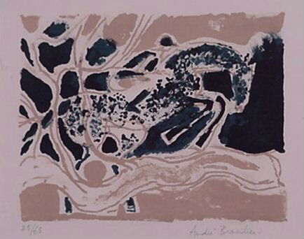 Andre Brasilier: (French 1929 -) Lithogra: ARTIST: Andre Brasilier TITLE: The obstacle MEDIUM: Lithograph SIGNATURE: Signed in pencil EDITION: 25/65 IMAGE SIZE:11 x 14" ADDITIONAL COMMENTS: Listed in Catalogue Raisonne: The Graphic works of An