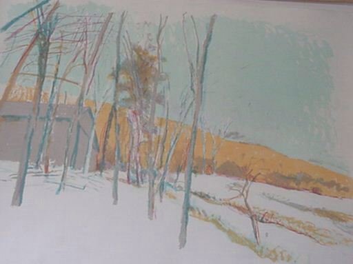 Wolf Kahn Pencil Signed and Numbered: ARTIST: Wolf Kahn (1927) TITLE: House in the Woods MEDIUM: Lithograph SIGNATURE: Pencil Signed NUMBERED: 32/40 DATED: 1985 DIMENSIONS: 32 X 40"