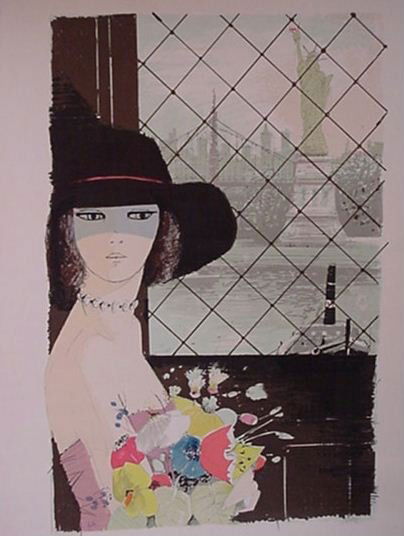 Charles Levier Pencil Signed & Numbere: ARTIST: Charles Levier TITLE: Woman with Statue of Liberty in Background MEDIUM: Lithograph SIGNATURE: Pencil Signed NUMBERED: E.A. (edition of 150) DIMENSIONS: 29 X 23"