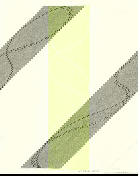 Robert Mangold Woodcut Pencil Signed & Numbered: ARTIST: Robert Mangold TITLE: Green Column DATE: 2003 MEDIUM: Woodcut & softgroung Etching SIGNED: Pencil Signed - Lower Right NUMBERED: Pencil Numbered from an edition of 100 pieces - Lower Left DIME