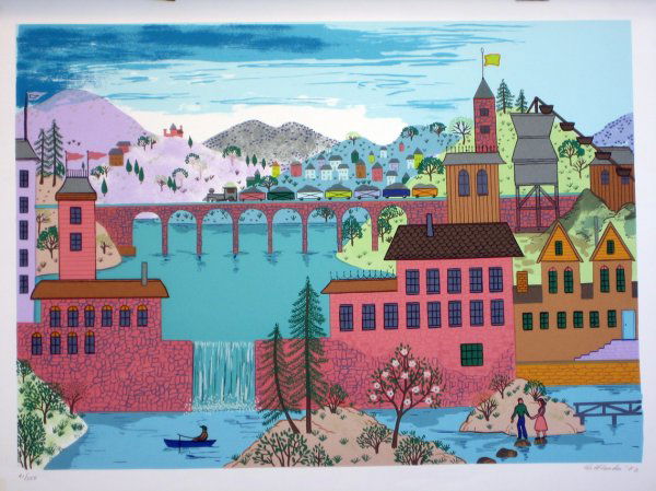 Jack Hofflander Lithograph Pencil Signed & Number: ARTIST: Jack Hofflander TITLE: Mountain Bridge DATE: 1980 MEDIUM: Lithograph SIGNED: Pencil Signed - Bottom Right NUMBERED: Pencil Numbered from an edition of 250 piece - bottom left DIMENSIONS: 34 X