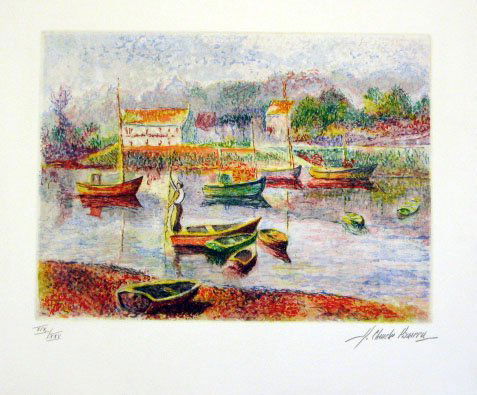 H. Claude Pissaro Pencil Signed & Numbered: ARTIST: H.Claude Pissaro TITLE:L' Embarcadere MEDIUM: Etching Aquatint (Deluxe Edition) SIGNED: Pencil Signed - Bottom Right NUMBERED: Pencil Numbered from an edition of only 25 pieces - Bottom Left D