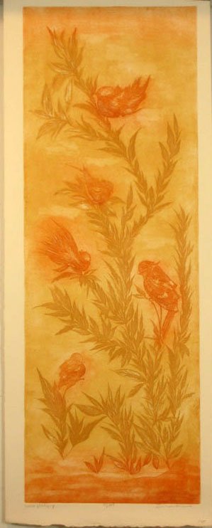 Oriental Style Etching Aquatint Pencil Signed & N