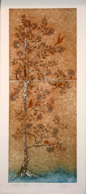 Wendy Bauman Oriental Style Etching Aquatint Penc