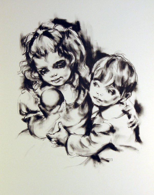 Vicky Linquist Brother & Sister Pencil Signed & N