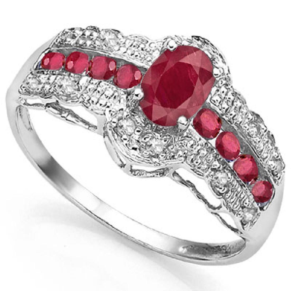 IMMACULATE 925 STERLING SILVER RING WITH RUBY & DIAMOND (1 of 2)