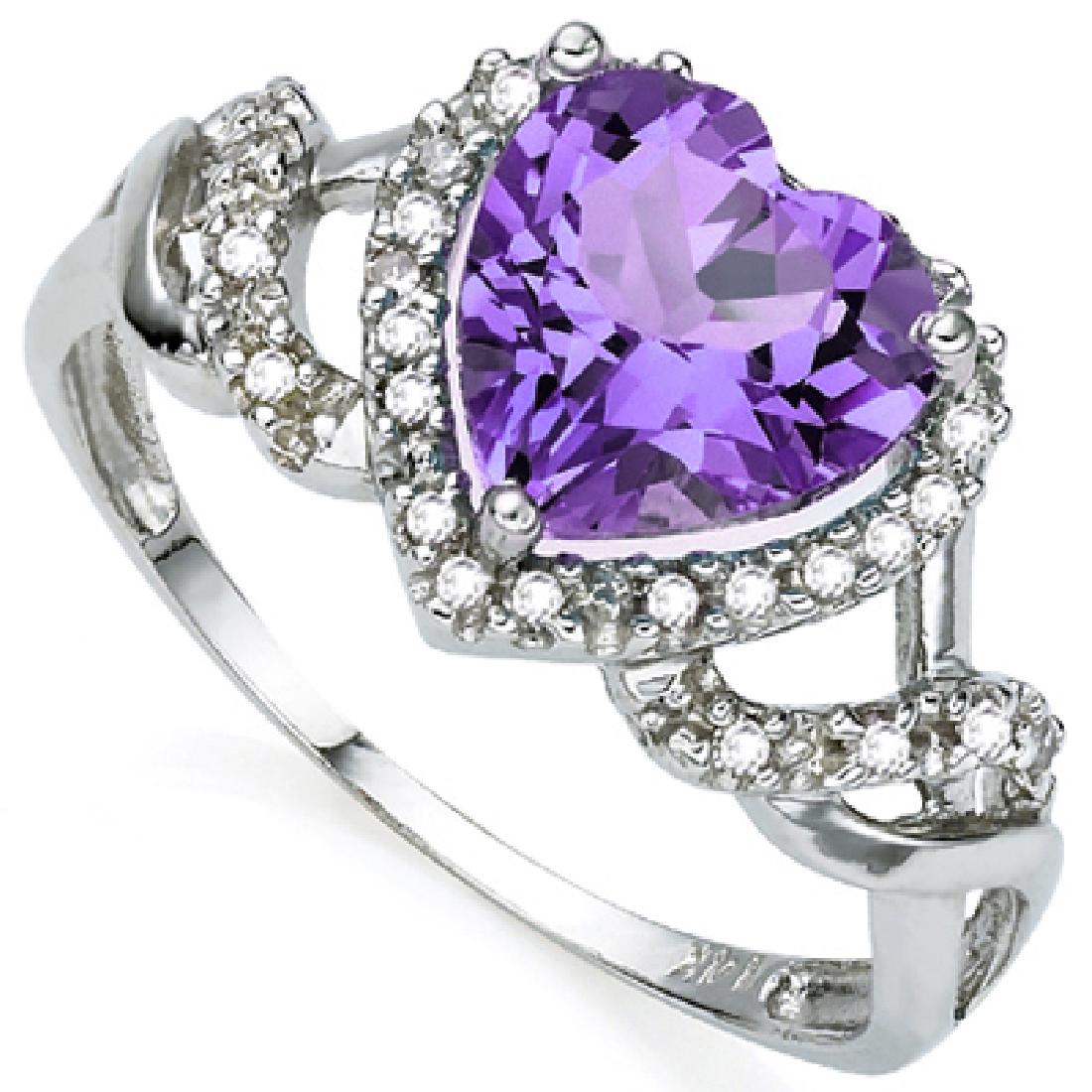 925 STERLING SILVER RING WITH AMETHYST & DIAMOND (1 of 2)