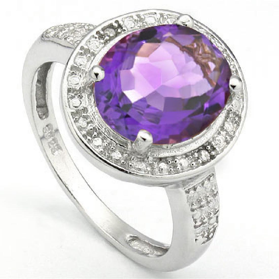 925 STERLING SILVER RING WITH AMETHYST & DIAMOND (1 of 2)