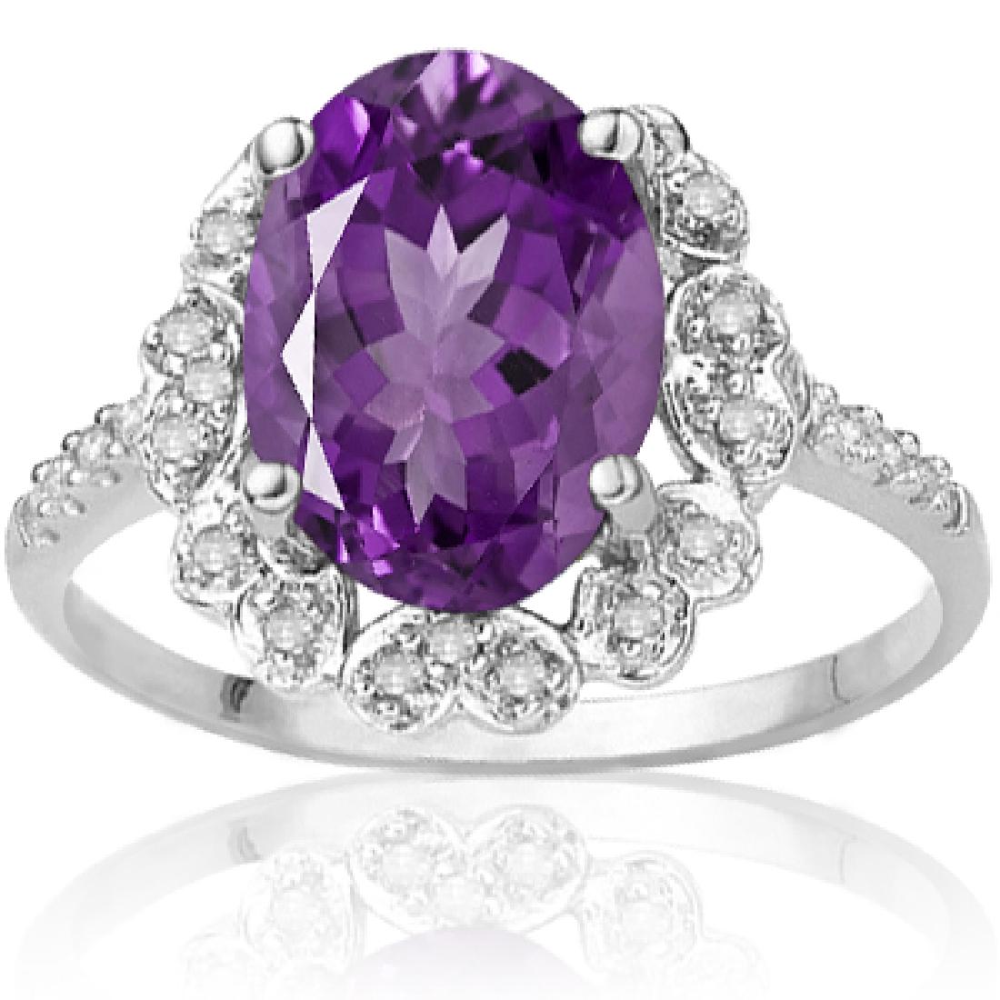 925 STERLING SILVER RING WITH AMETHYST & DIAMOND (1 of 2)
