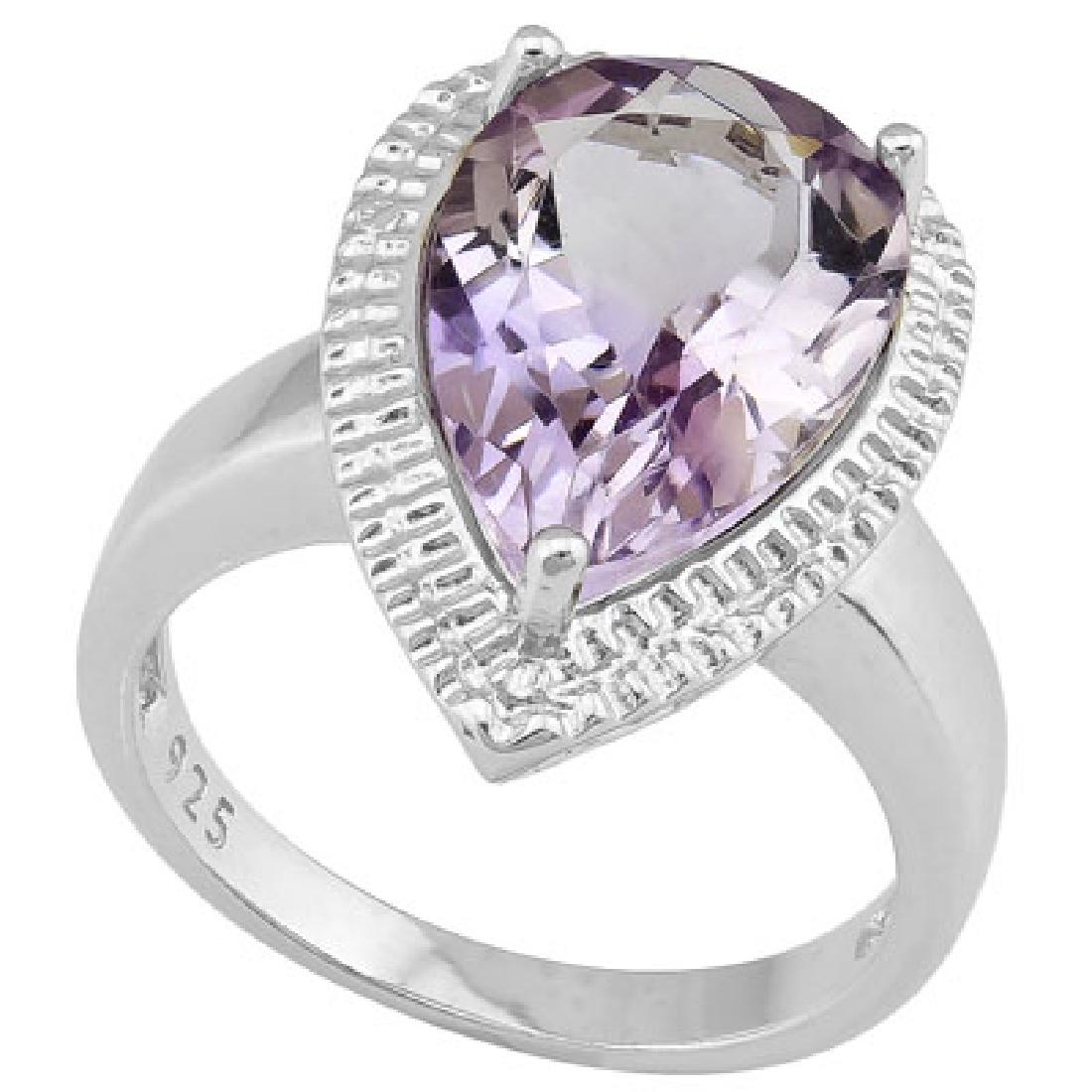 925 STERLING SILVER RING WITH PINK AMETHYST & DIAMOND (1 of 2)