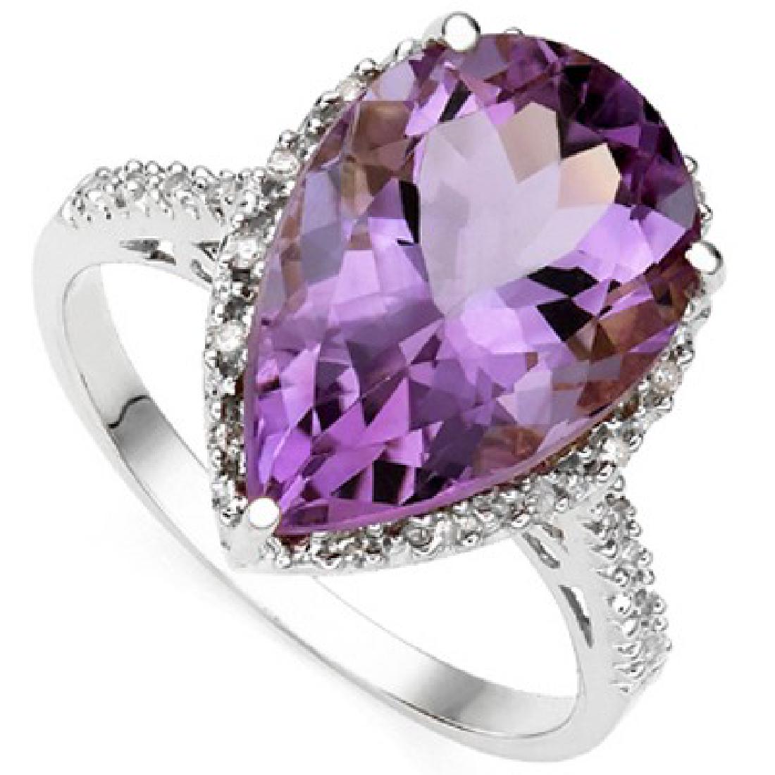 925 STERLING SILVER RING WITH AMETHYST & DIAMOND (1 of 2)
